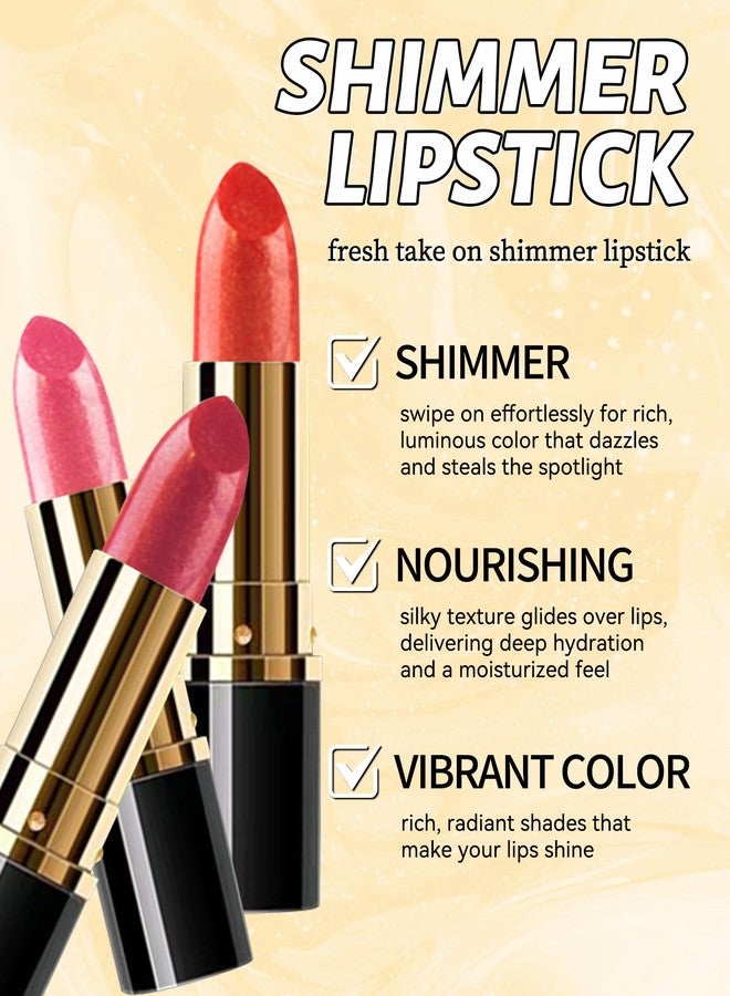Lestpola Glitter Coral Orange Metallic Lipstick for Women, Long Lasting Hydrating Moisturizing Sparkly Lip Stick, Lightweight Non-Drying Waterproof Creamy Shimmer Pearl Tinted Lip Balm, High Glossy Makeup-04 - Image 4